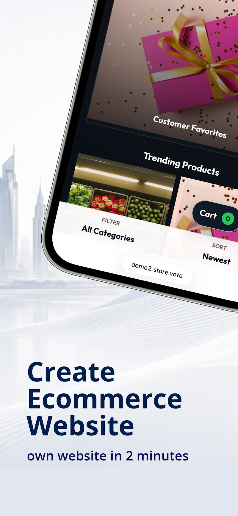Dubai Create mobile ecommerce storefront with products and cart